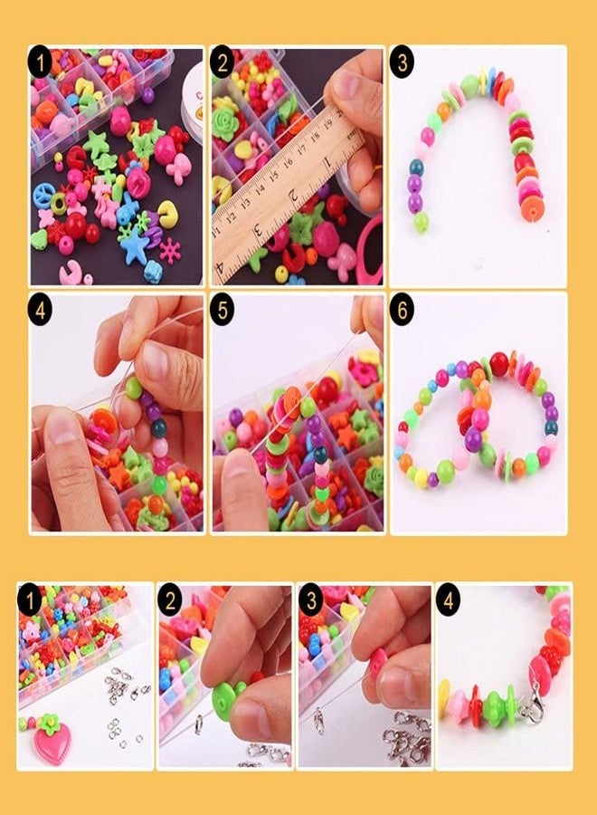 DRIXTY Beads for Kids Crafts Children's Jewelry Making Kit DIY Bracelets Necklace Hairband and Rings Craft Kits Birthday for 4, 5, 6, 7-Year-Old Little Girls-Multicolor - Image 4